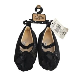 Baby Essentials Dress Shoes Sparkly Bow 3-6 Months  NWT‎
